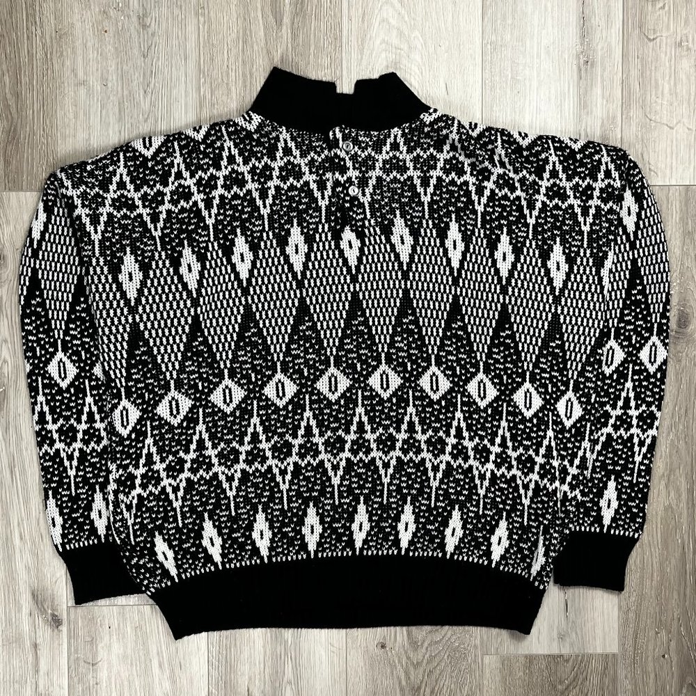 Sears The Men's Store Vintage Black/White XL Acrylic Sweater